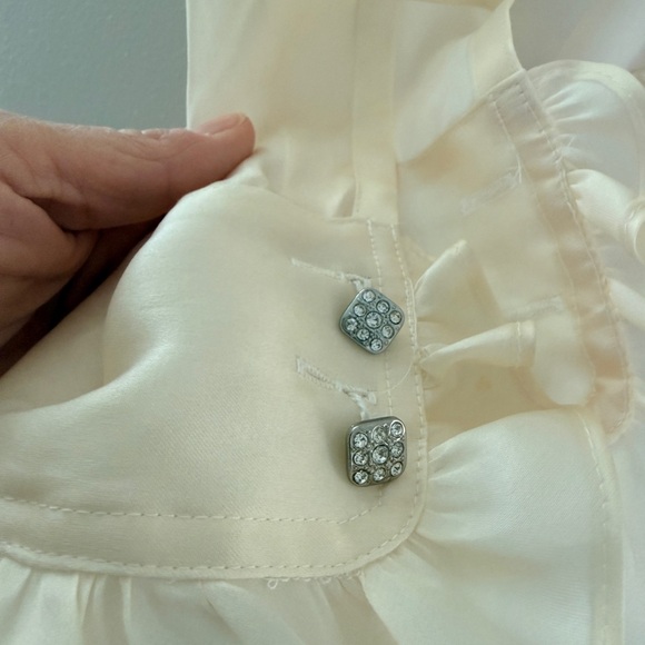 Talbots Cream Ruffled Blouse - Picture 4 of 5
